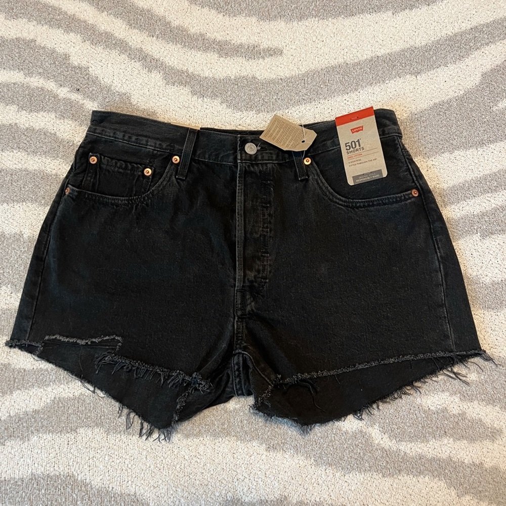 Levi 501 High Rise Black Shorts NWT
